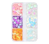Paillettes pour ongles | 6 couleurs holographiques en forme de cœur pour manucure, art japonais, décalcomanies pour femmes, filles, téléphone