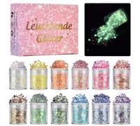 Paillettes pour visage 12 couleurs, brillantes chunky Sequin Festival Paillettes pour le visage, les ongles, les yeux, les cheveux, la masquade, Halloween, Noël, le maquillage de Noël, le bricolage