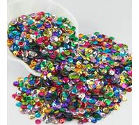 Paillettes rondes en PVC multicolores, 4 mm, 5 mm, 6 mm, pour travaux manuels, couture, vêtements, décorations DIY, 10 g, base argentée, 4 mm, 1 500 pièces