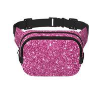 Paillettes Roses étincelantes,Sac Banane carré Double Couche, Sac de Poitrine