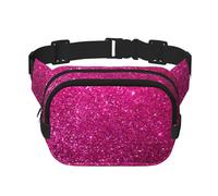 Paillettes Roses Scintillantes,Sac Banane carré Double Couche, Sac de Poitrine