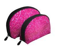 Paillettes Roses, Trousse de Maquillage Coquille Femme Petit Porte-Monnaie Trousse de Toilette Trousse à cosmétiques 2 pièces