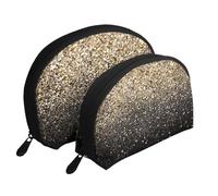Paillettes Scintillantes dorées, Trousse de Maquillage Coquille Femme Petit Porte-Monnaie Trousse de Toilette Trousse à cosmétiques 2 pièces