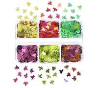 Paillettes scintillantes pour ongles - Paillettes d'ongles d'automne, flocons holographiques - Feuille d'automne - Autocollants pour ongles qui scintillent dans différentes conditions d'éclairage et