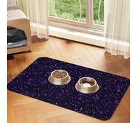 Paillettes Violettes améthyste foncé,Tapis d'alimentation pour Animaux de Compagnie, Sets de Table en Cuir PU pour Chats et Chiens,30x45cm