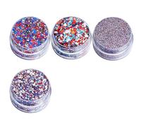 Paillettes Visage - 4 Pots 250e Anniversaire Pépites Scintillantes Épaisses - Paillettes Cheveux Rouge Blanc Bleu,Pour Cheerleading Fête Nationale Hommes Femmes