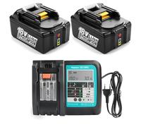 PaillYue 2 pièces BL1850B 18V 5Ah Compatible avec Batterie MAK 18V avec Chargeur pour BL1860B BL1850B BL1850 BL1840 BL1830, Chargeur Rapide DC18RD DC18RC DC18SF DC18RA DC18RF