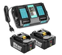PaillYue 2X Batterie BL1850B 18V 5,0 Ah et Chargeur Compatible avec Makita BL1860B BL1850B BL1850 BL1840 BL1830 - pour 18V Double Chargeur Makita DC18RD DC18SF