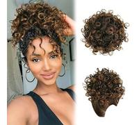 Pain de cheveux en désordre, petit chignon bouclé, courte pièce de cheveux en désordre en désordre, Clip de pilerie Classic Toudled Curly Bun, faux morceau de cheveux en pignon désordonné synthétique