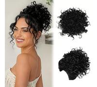 Pain de cheveux en désordre, petit chignon bouclé, courte pièce de cheveux en pignon brut, morceau de cheveux bouclé bouclé classique, faux morceau de cheveux en désordre synthétique pour femmes, acc