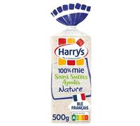 Pain de mie 100% mie nature sans croûte sans sucres ajoutés sans additifs HARRYS - le sachet de 20 tranches - 500g Lot De 4 - Par Lot