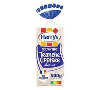 PAIN DE MIE 100% MIE TRANCHE ÉPAISSE NATURE SANS CROUTE 500G, HARRYS, LOT DE 4