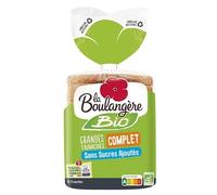 PAIN DE MIE BIO COMPLET SANS SUCRES AJOUTÉS 500G, LA BOULANGERE, LOT DE 4