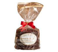 Pain d'épices Elisen original de Nuremberg - 37 % de noix - Fait à la main - Dans un sachet transparent avec nœud rouge - Contenu : 5 pièces au pain d'épices et chocolat - 400 g