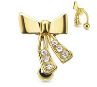 Pain-is-Art Piercing de nombril en acier chirurgical 316L plaqué or 14 carats - Piercing de nombril - Top Down