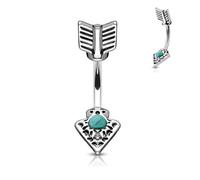 Pain-is-Art Piercing de nombril Tribal Arrow en acier chirurgical 316L - Piercing de nombril
