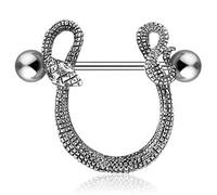 Pain-is-Art Piercing de téton serpent en acier chirurgical