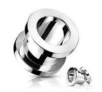 Pain-is-Art Tunnel de 1,2 à 25 mm en acier chirurgical 316L à visser - Noir ou argenté - Bijou d'oreille, 6,0 mm, Acier allié