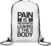 Pain Is Weakness Leaving The Body Sac de gym décontracté avec cordon de serrage Blanc