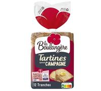 Pain tartine spécial campagne LA BOULANGERE - le paquet de 12 tranches - 450 g Lot De 4 - Par Lot