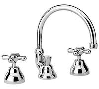 Paini - Liberty 214 Robinet à batterie de lavabo 3 trous avec bec orientable et poignées en croix, salle de bain, chromé, design Liberty, entièrement fabriqué et fabriqué en Italie