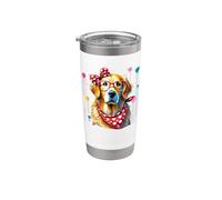 Paint Art Golden Retriever GR Dog Goldie Painter Artist Gobelet isotherme en acier inoxydable double paroi