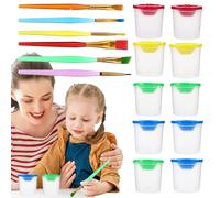 Paint Brush Cup Set, Children No Spill Paint Cups, Kids Paint Brushes, Portable Paint Cups for Art Class, Home, School, Home Art Supplies for Kids, Creative Painting Tools