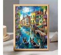 Paint by Number for Adult,City Lake Bridge DIY Oil Painting Kits on Canvas for Beginner,with Brushes and Acrylic Pigment,Paint by Numbers Arts and Crafts Kit for Home Decor with frame,60x90cm