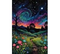 Paint by Number for Adult,Field Night DIY Oil Painting Kits on Canvas for Beginner,with Brushes and Acrylic Pigment,Paint by Numbers Arts and Crafts Kit for Home Decor with frame,50x65cm