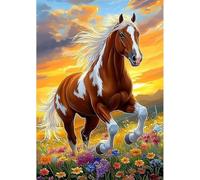 Paint by Number for Adult,Flower Field Horse DIY Oil Painting Kits on Canvas for Beginner,with Brushes and Acrylic Pigment,Paint by Numbers Arts and Crafts Kit for Home Decor with frame,50x65cm
