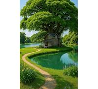 Paint by Number for Adult,Green Landscape DIY Oil Painting Kits on Canvas for Beginner,with Brushes and Acrylic Pigment,Paint by Numbers Arts and Crafts Kit for Home Decor Without Frame,40x50cm