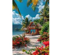 Paint by Number for Adult,House Beach Tree DIY Oil Painting Kits on Canvas for Beginner,with Brushes and Acrylic Pigment,Paint by Numbers Arts and Crafts Kit for Home Decor Without Frame,40x50cm