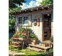 Paint by Number for Adult,House Garden Plants DIY Oil Painting Kits on Canvas for Beginner,with Brushes and Acrylic Pigment,Paint by Numbers Arts and Crafts Kit for Home Decor Without Frame,40x50cm