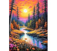 Paint by Number for Adult,Landscape Autumn DIY Oil Painting Kits on Canvas for Beginner,with Brushes and Acrylic Pigment,Paint by Numbers Arts and Crafts Kit for Home Decor with frame,30x40cm