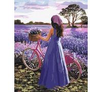 Paint by Number for Adult,Lavender Girl DIY Oil Painting Kits on Canvas for Beginner,with Brushes and Acrylic Pigment,Paint by Numbers Arts and Crafts Kit for Home Decor Without Frame,55x70cm