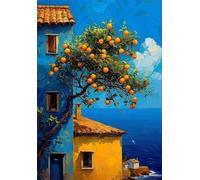 Paint by Number for Adult,Lemon Coastal DIY Oil Painting Kits on Canvas for Beginner,with Brushes and Acrylic Pigment,Paint by Numbers Arts and Crafts Kit for Home Decor Without Frame,40x50cm