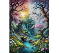 Paint by Number for Adult,Nature River DIY Oil Painting Kits on Canvas for Beginner,with Brushes and Acrylic Pigment,Paint by Numbers Arts and Crafts Kit for Home Decor Without Frame,40x50cm