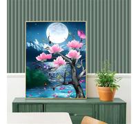 Paint by Number for Adult,Night Moon Tree DIY Oil Painting Kits on Canvas for Beginner,with Brushes and Acrylic Pigment,Paint by Numbers Arts and Crafts Kit for Home Decor Without Frame,40x50cm