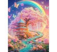 Paint by Number for Adult,Rainbow Attic River DIY Oil Painting Kits on Canvas for Beginner,with Brushes and Acrylic Pigment,Paint by Numbers Arts and Crafts Kit for Home Decor Without Frame,40x50cm