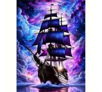 Paint by Number for Adult,Sailboat Sea Night Sky DIY Oil Painting Kits on Canvas for Beginner,with Brushes and Acrylic Pigment,Paint by Numbers Arts and Crafts Kit for Home Decor with frame,60x90cm