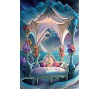 Paint by Number for Adult,Sea Pavilion Flowers DIY Oil Painting Kits on Canvas for Beginner,with Brushes and Acrylic Pigment,Paint by Numbers Arts and Crafts Kit for Home Decor with frame,50x65cm