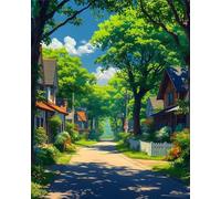 Paint by Number for Adult,Summer Town Street DIY Oil Painting Kits on Canvas for Beginner,with Brushes and Acrylic Pigment,Paint by Numbers Arts and Crafts Kit for Home Decor with frame,50x65cm