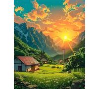 Paint by Number for Adult,Sunrise Field DIY Oil Painting Kits on Canvas for Beginner,with Brushes and Acrylic Pigment,Paint by Numbers Arts and Crafts Kit for Home Decor with frame,50x65cm