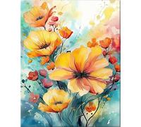 Paint by Number for Adult,Watercolor Flower DIY Oil Painting Kits on Canvas for Beginner,with Brushes and Acrylic Pigment,Paint by Numbers Arts and Crafts Kit for Home Decor with frame,50x65cm