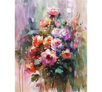 Paint by Number for Adults Fleur, Rose Paint by Number, DIY Canvas Oil Painting Kit for Kid, Toile créative Peinture L'art artisanal Débutants, Pour la décoration murale à la maison 60x80cm Q-264