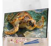 Paint by Numbers for Adults Tortue de Mer numero d'art, Peinture par Numero Enfant Animal Kit Creatif Adulte Apportez des Pinceaux et de la Peinture, pour Decoration Murale Cadeau Femme 40 x 80 cm P-W
