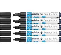 Paint-It 120201 Lot De 5 Stylos Acryliques Avec Pointe Ogive De 4 Mm Pour Bois, Toile, Pierre, Etc Noir