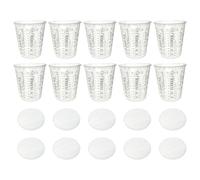Paint Mixing Cups - 10X Clear Measuring Cup with Lids | Preise Medicine Pots | Automobile Epoxy Mixing Cup | Paint Strainer Epoxy Resin Accessories For Mixing Paint, Pigments and Epoxy Resins