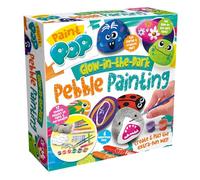 Paint Pop Kit de peinture de galets phosphorescents - Créez des chefs-d'œuvre lumineux pour enfants pour des heures de plaisir et de jeu - Comprend 12 pierres, 8 peintures, 2 pinceaux, autocollants