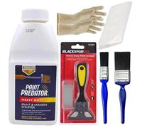 Paint Predator Lot de 2 décapants de peinture de qualité supérieure - Décapant puissant pour bois et métal avec grattoir robuste, 2 pinceaux, gants en nitrile et feuille de poussière